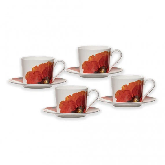 Cup and saucer set: Red Poppies collection [set of 4] - Image 3