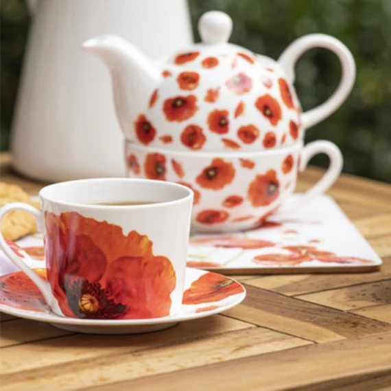 Cup and saucer set: Red Poppies collection [set of 4] - Image 4
