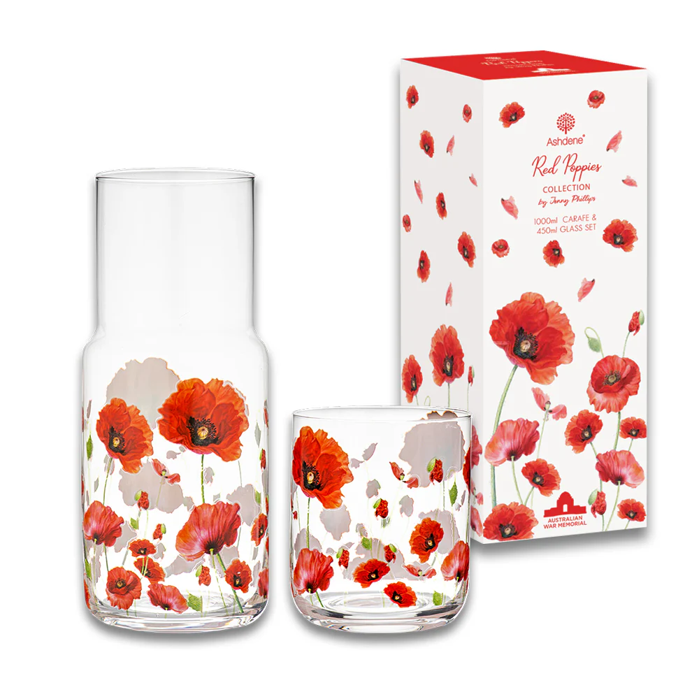 Carafe and glass set: Red Poppies collection - Image 3